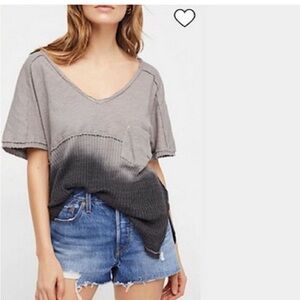 We the Free linen cotton blend mix media two tone gray size small